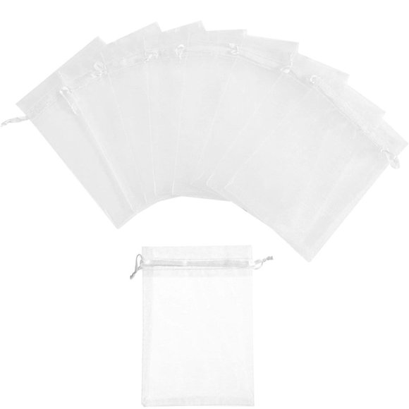 20 White Drawstring Organza Bags 4x6 - Picture 3 of 5